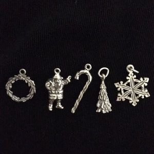 Sterling Christmas Charms, Set of 5